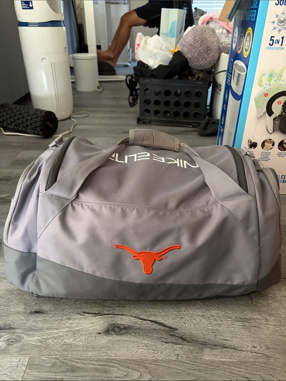 Nike Gray Duffel Bag with Orange Longhorn Accent